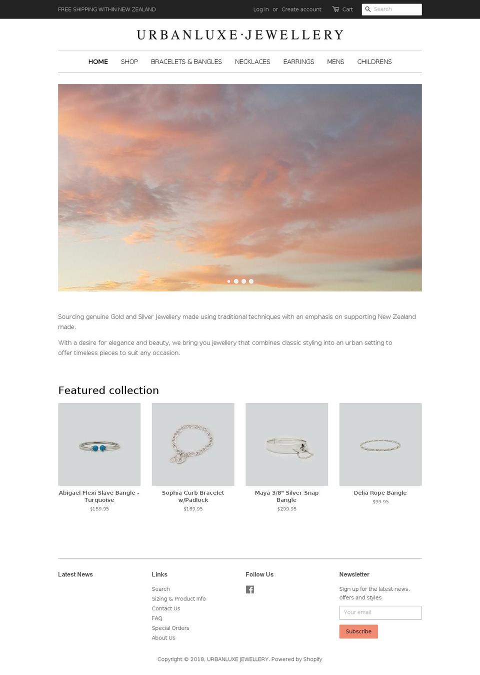 urbanluxejewellery.com shopify website screenshot