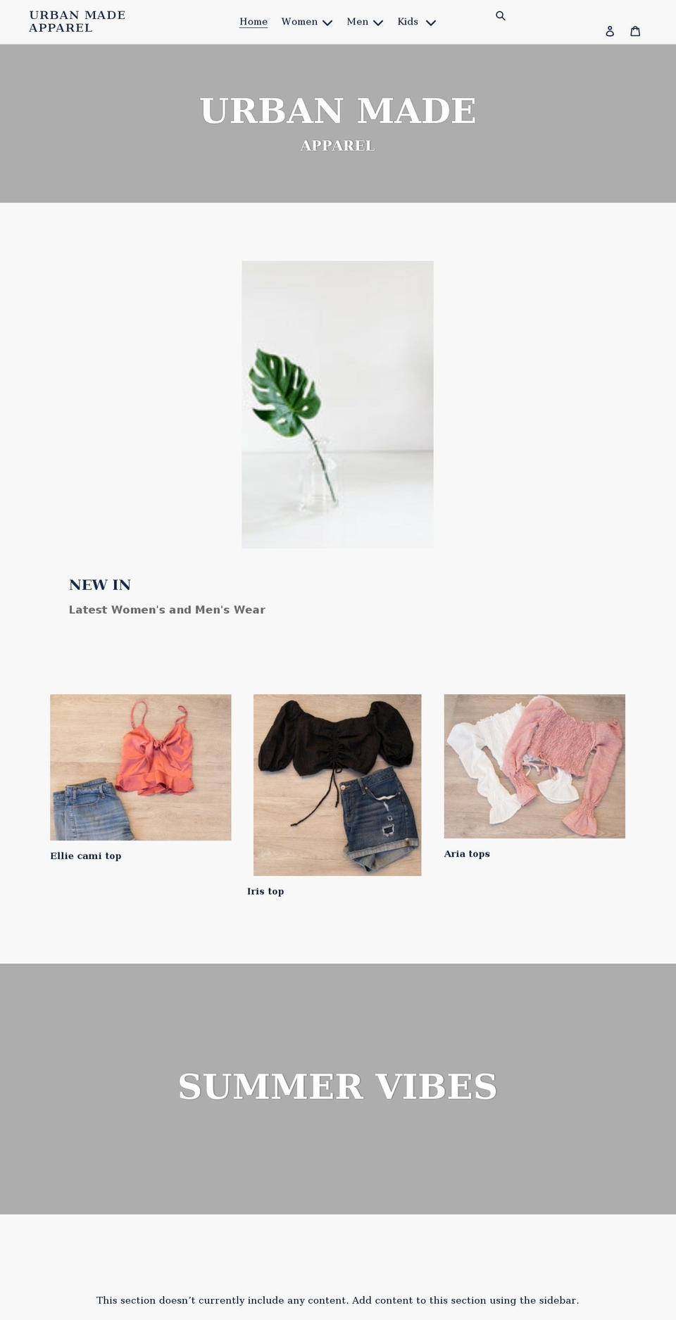 urbanmadeapparel.com shopify website screenshot