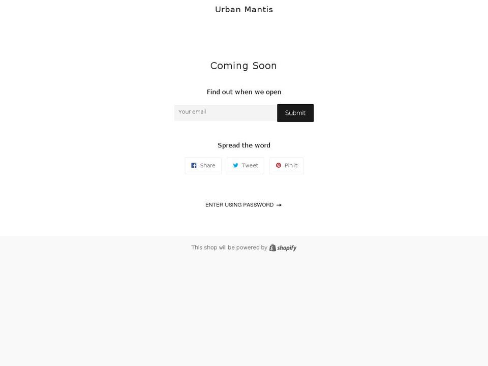 urbanmantis.com — Shopify storefront screenshot
