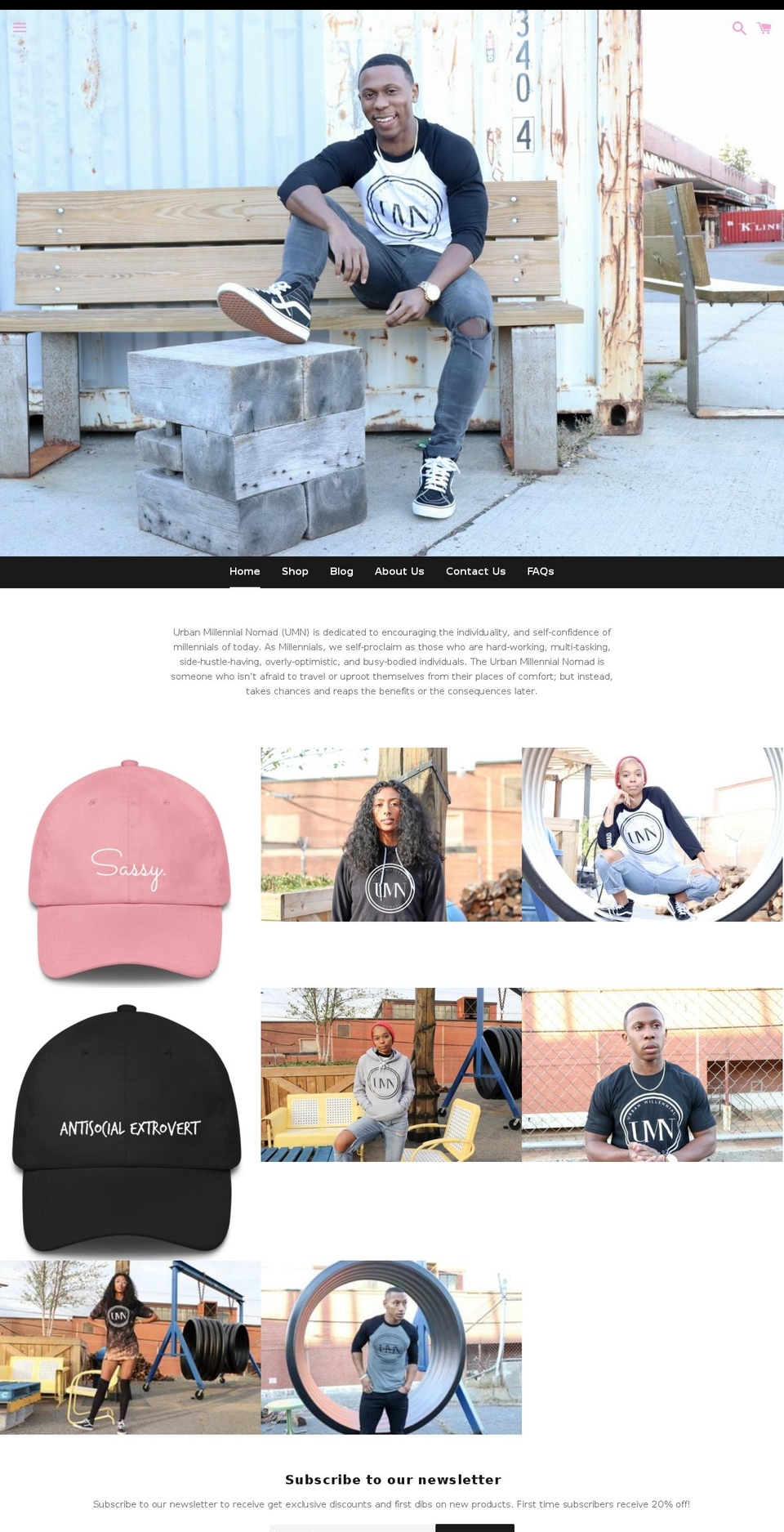 urbanmillennialnomad.com — Shopify storefront screenshot