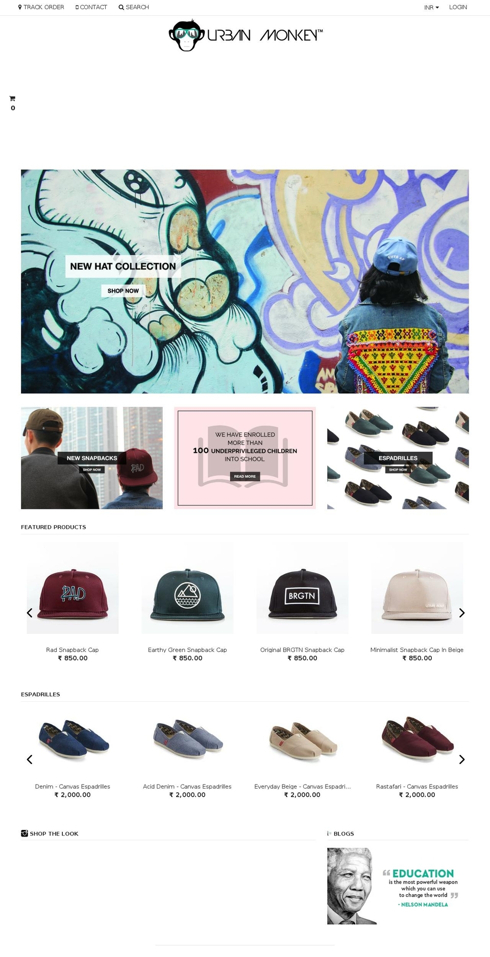 urbanmonkey.com shopify website screenshot