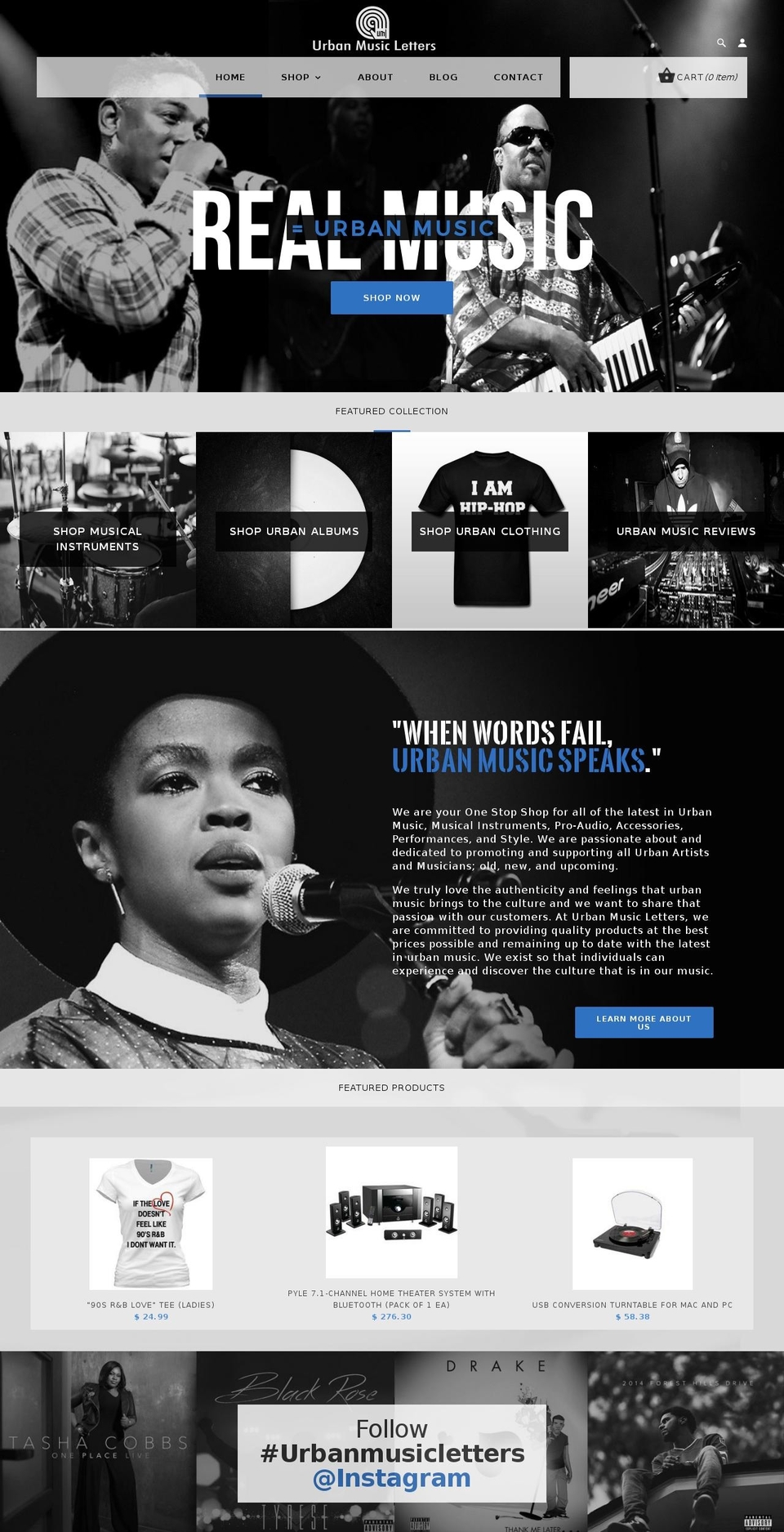 urbanmusicletters.com shopify website screenshot