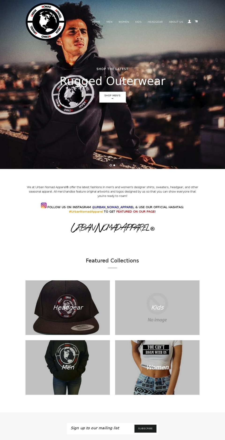 urbannomadapparel.com shopify website screenshot
