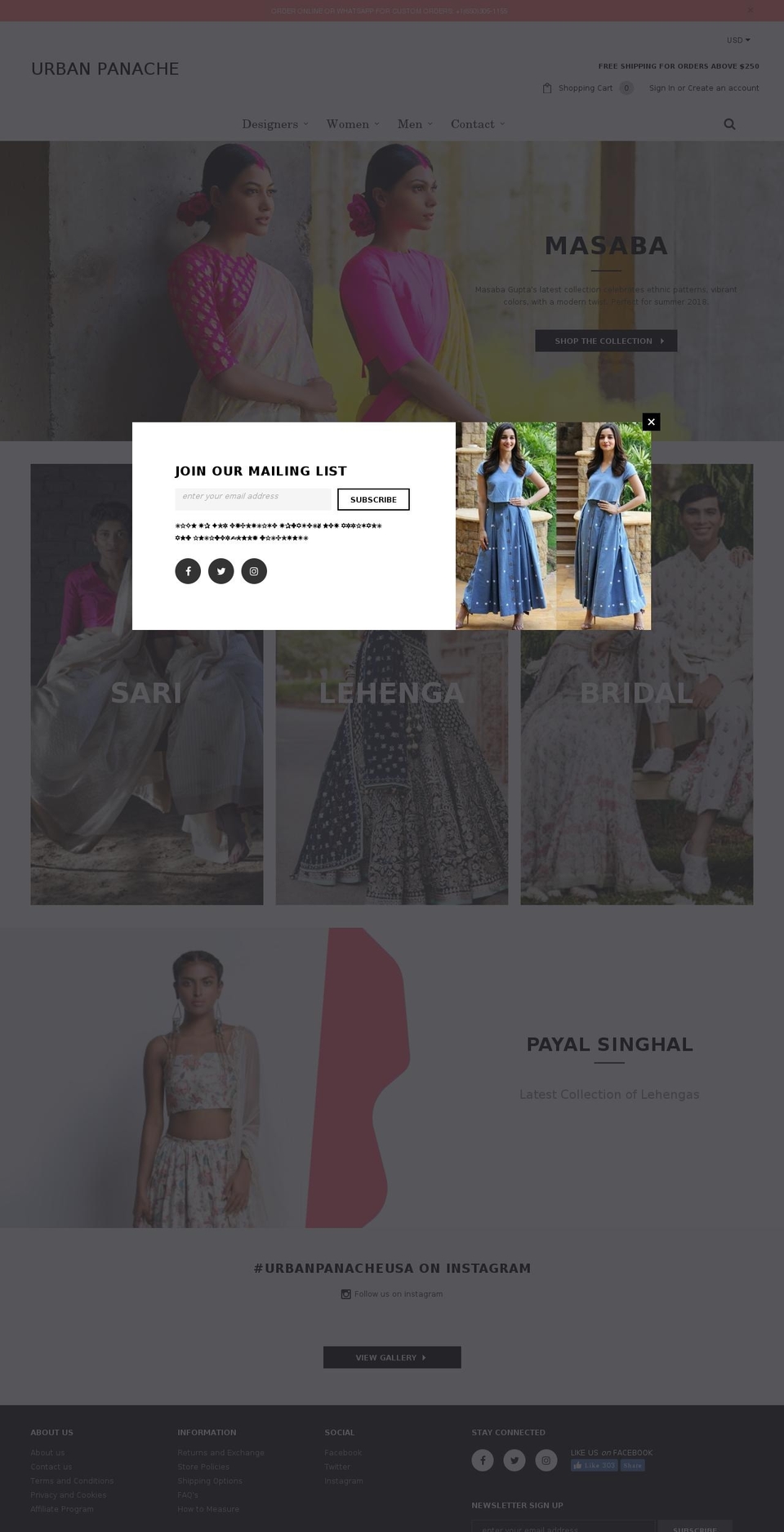 urbanpanache.com — Shopify storefront screenshot