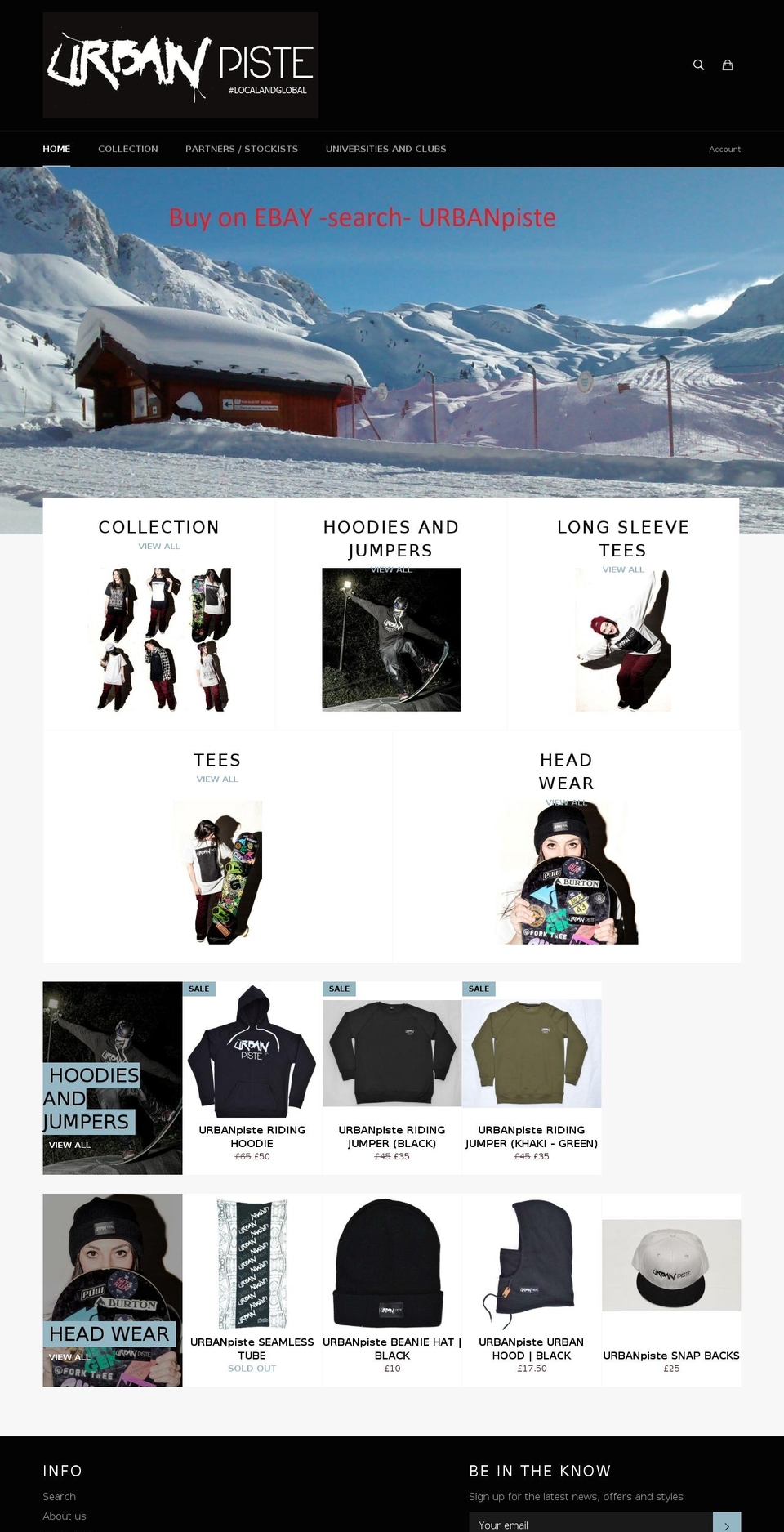 urbanpiste.co.uk shopify website screenshot