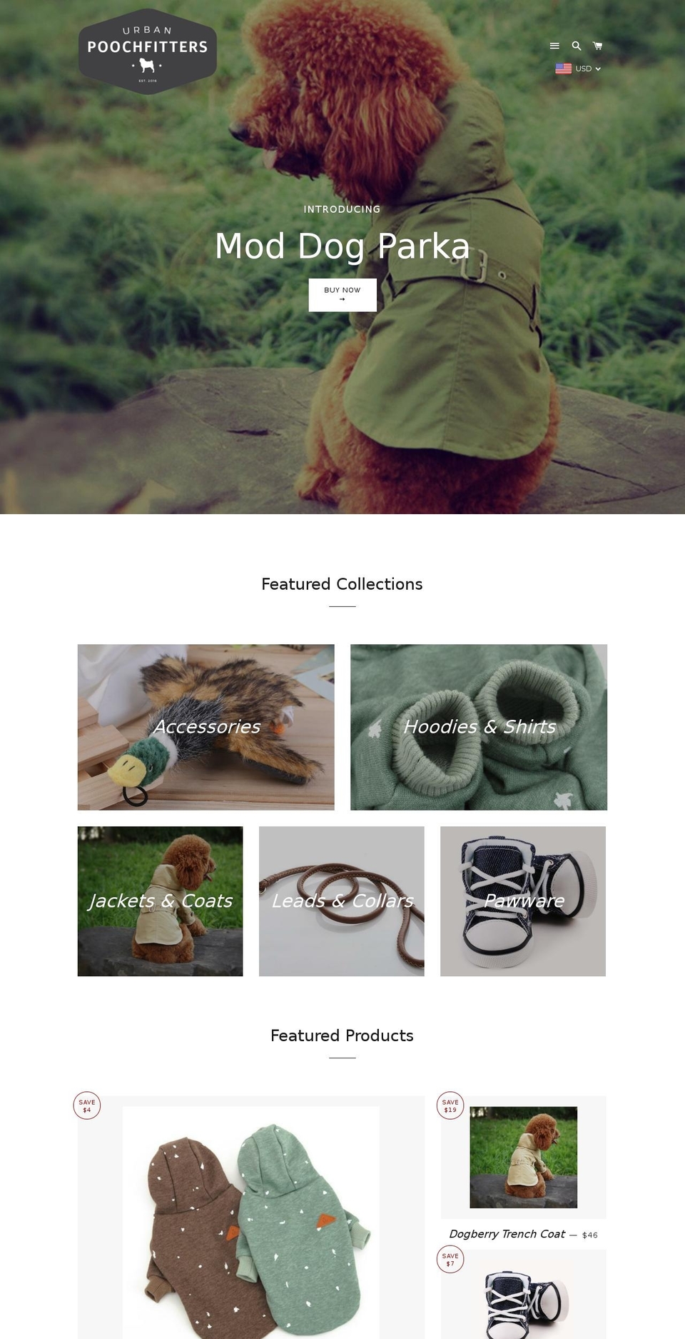 urbanpoochfitters.com — Shopify storefront screenshot