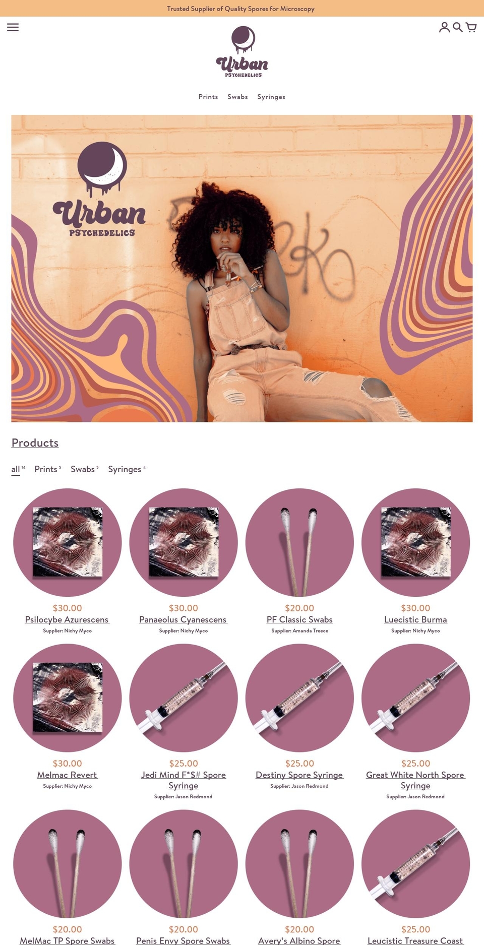 urbanpsychedelics.com shopify website screenshot