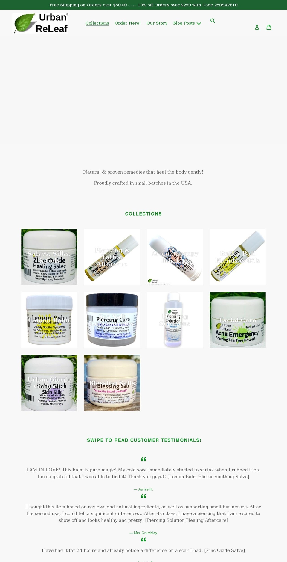 urbanreleafco.com shopify website screenshot