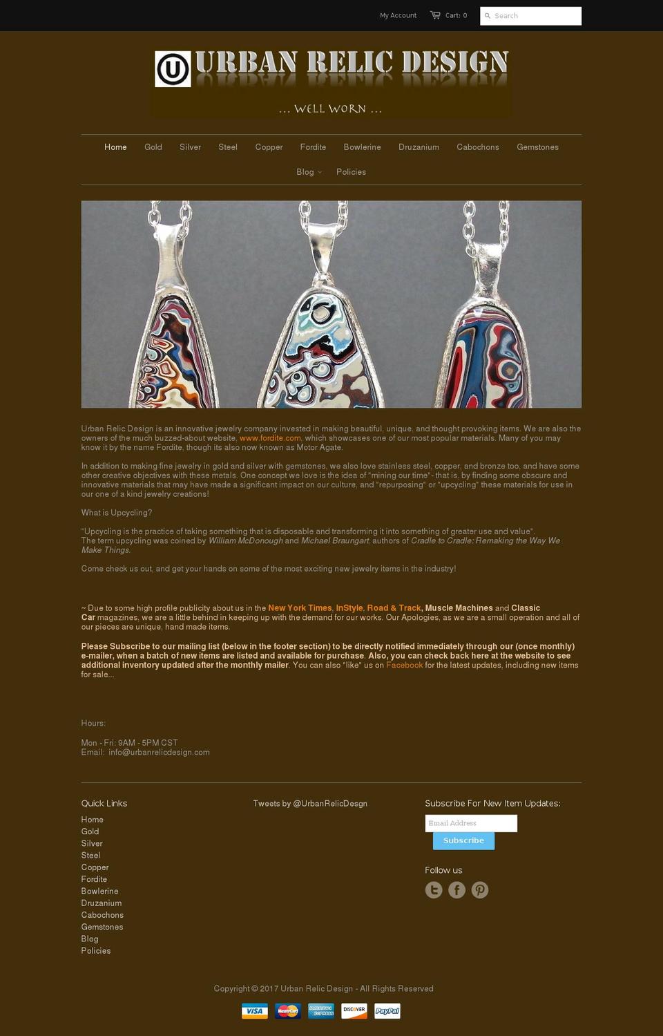 urbanrelicdesign.com shopify website screenshot