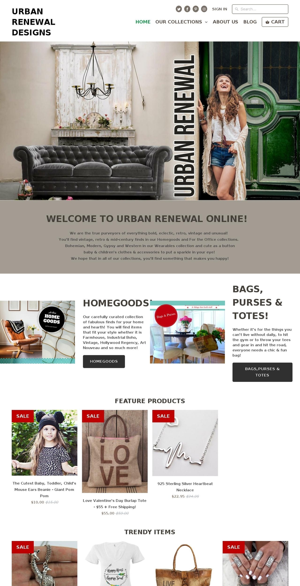 urbanrenewaldesigns.com shopify website screenshot