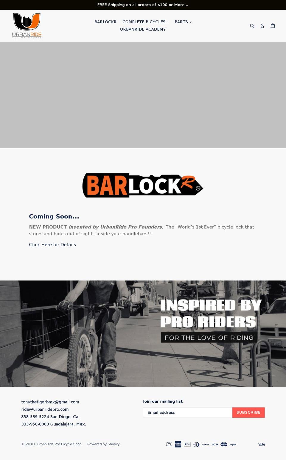 urbanridepro.com shopify website screenshot