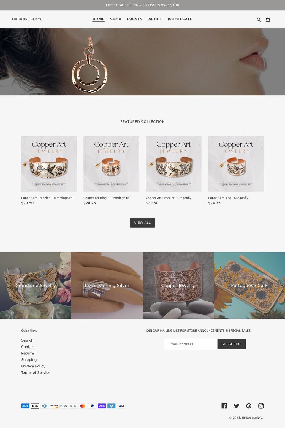 urbanrose.com shopify website screenshot