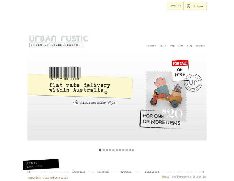 urbanrustic.com.au shopify website screenshot