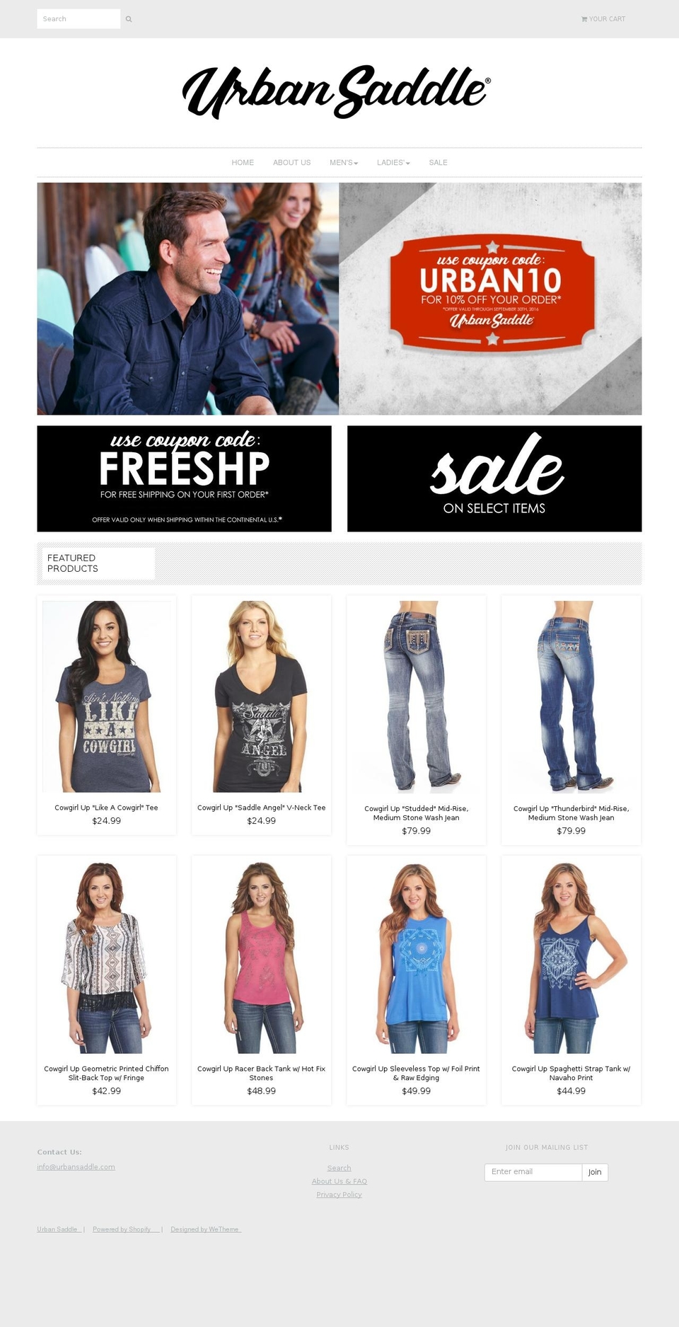 urbansaddle.com shopify website screenshot