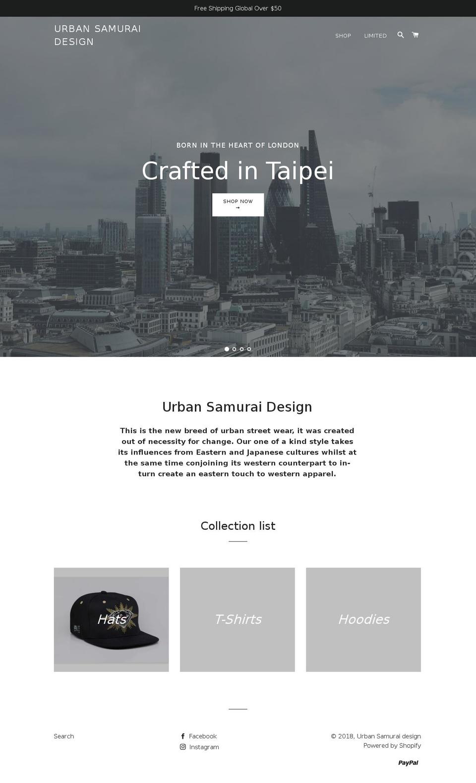 urbansamuraidesign.com — Shopify storefront screenshot
