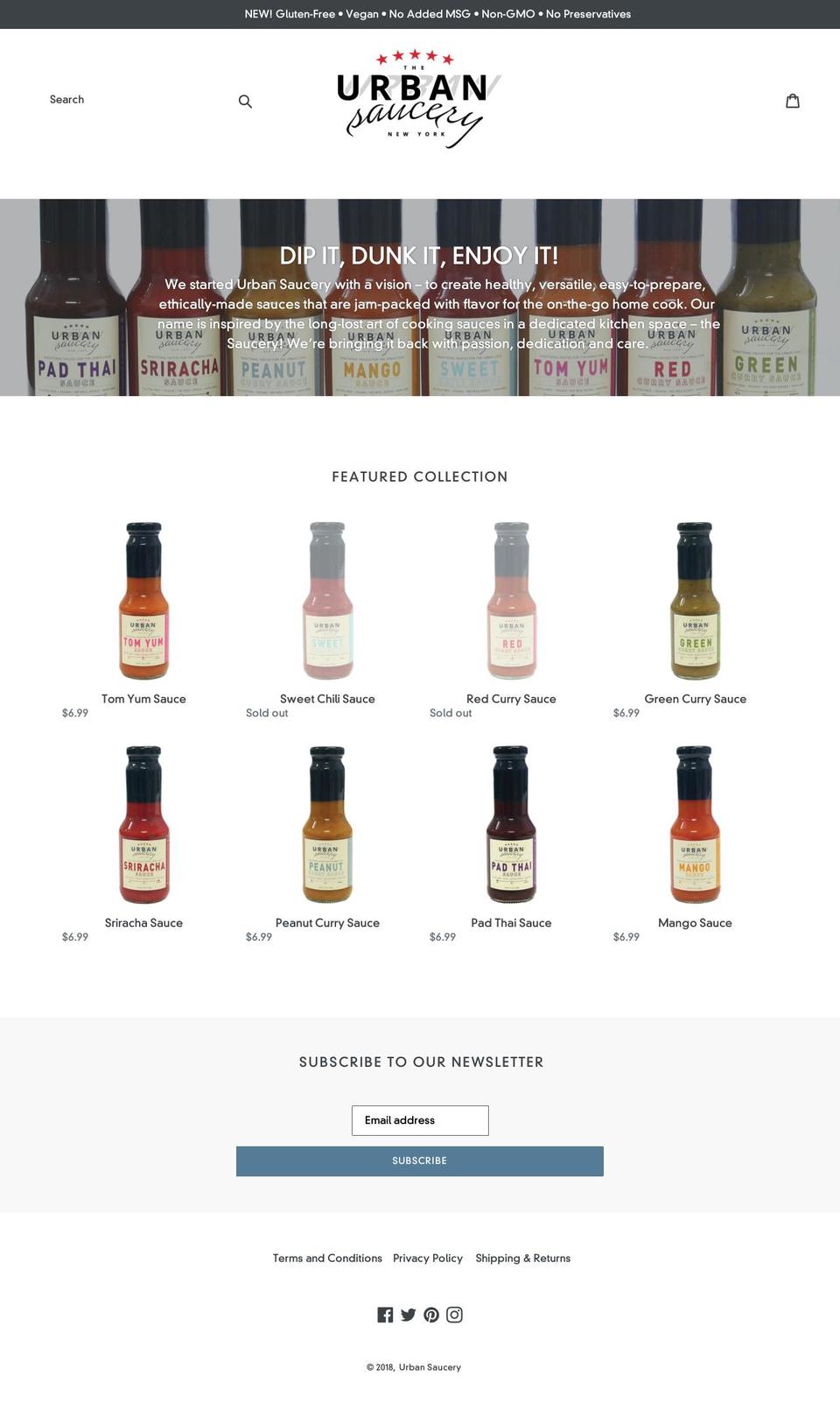 urbansaucery.com — Shopify storefront screenshot