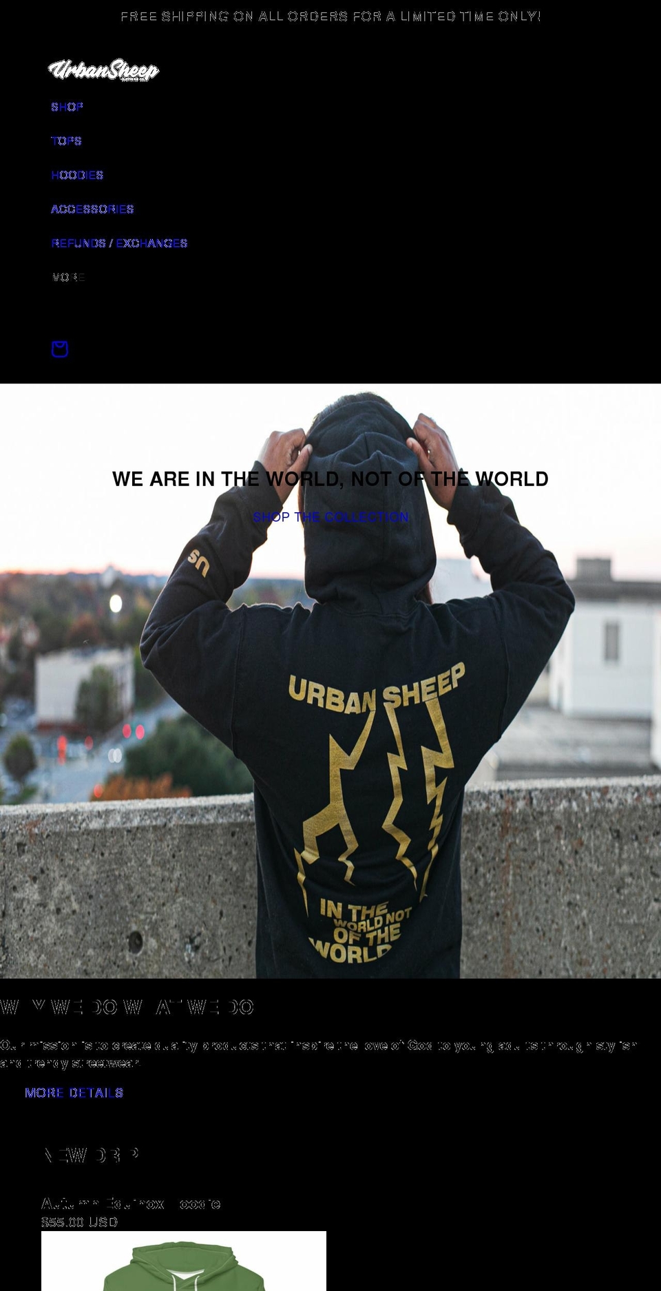 urbansheepclothing.com shopify website screenshot