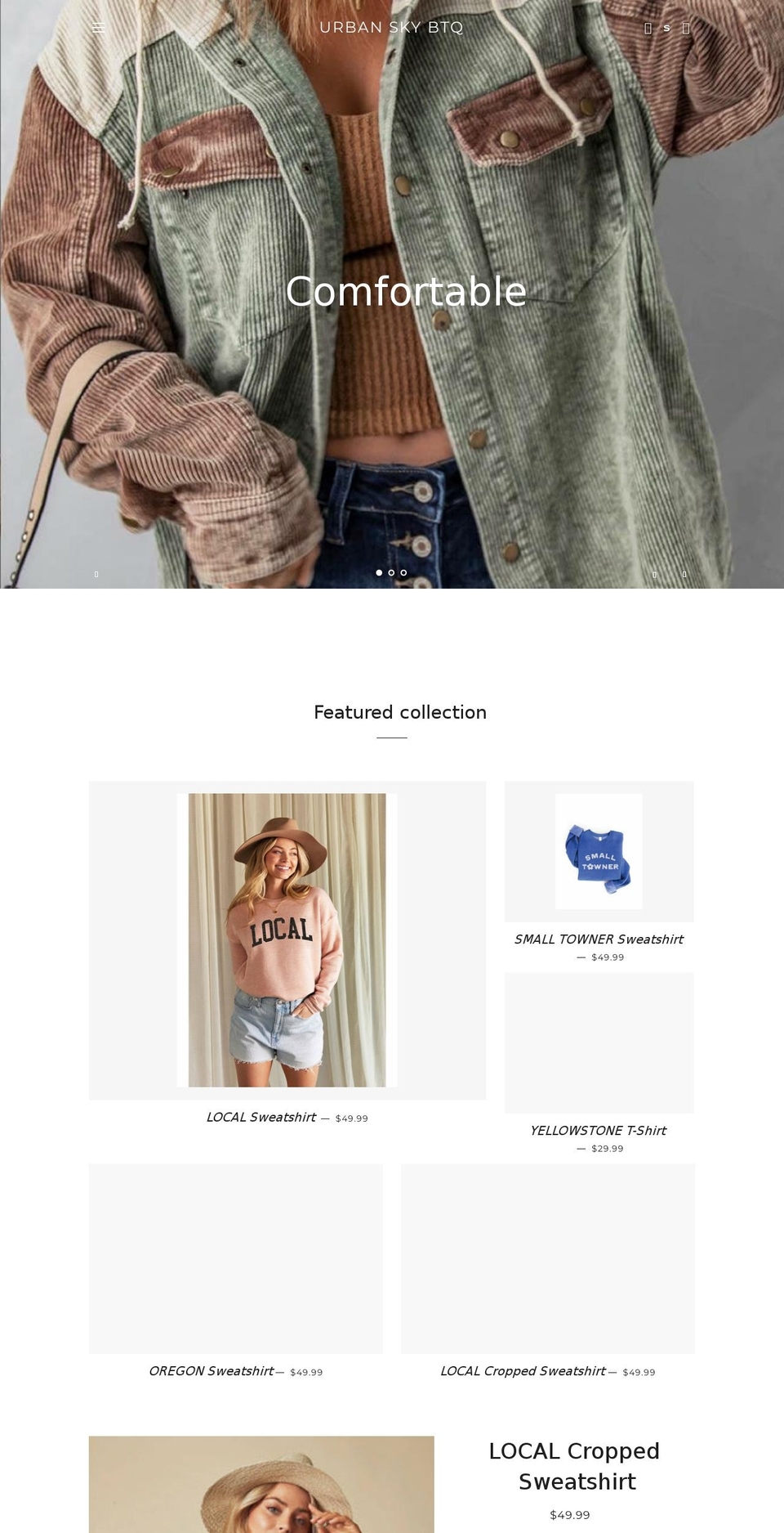 urbanskybtq.com shopify website screenshot