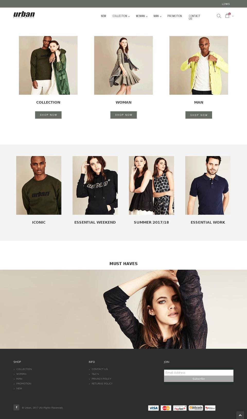 urbanstore.co.za shopify website screenshot