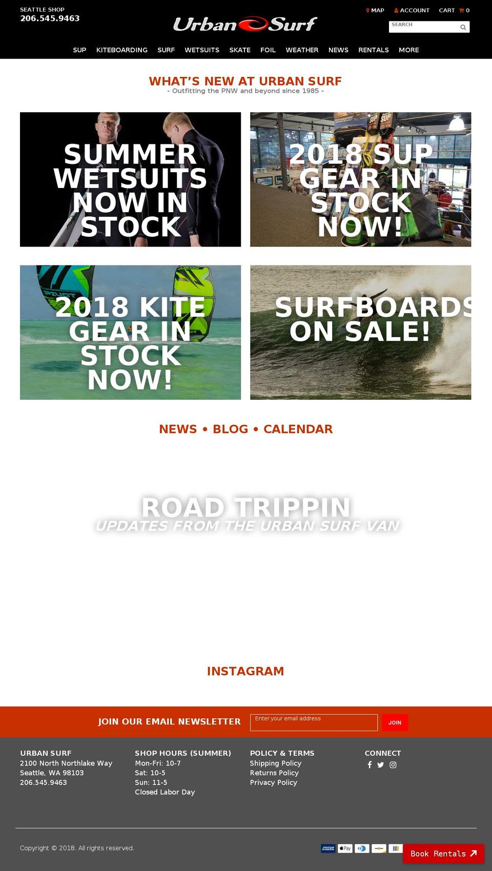 urbansurf.com shopify website screenshot