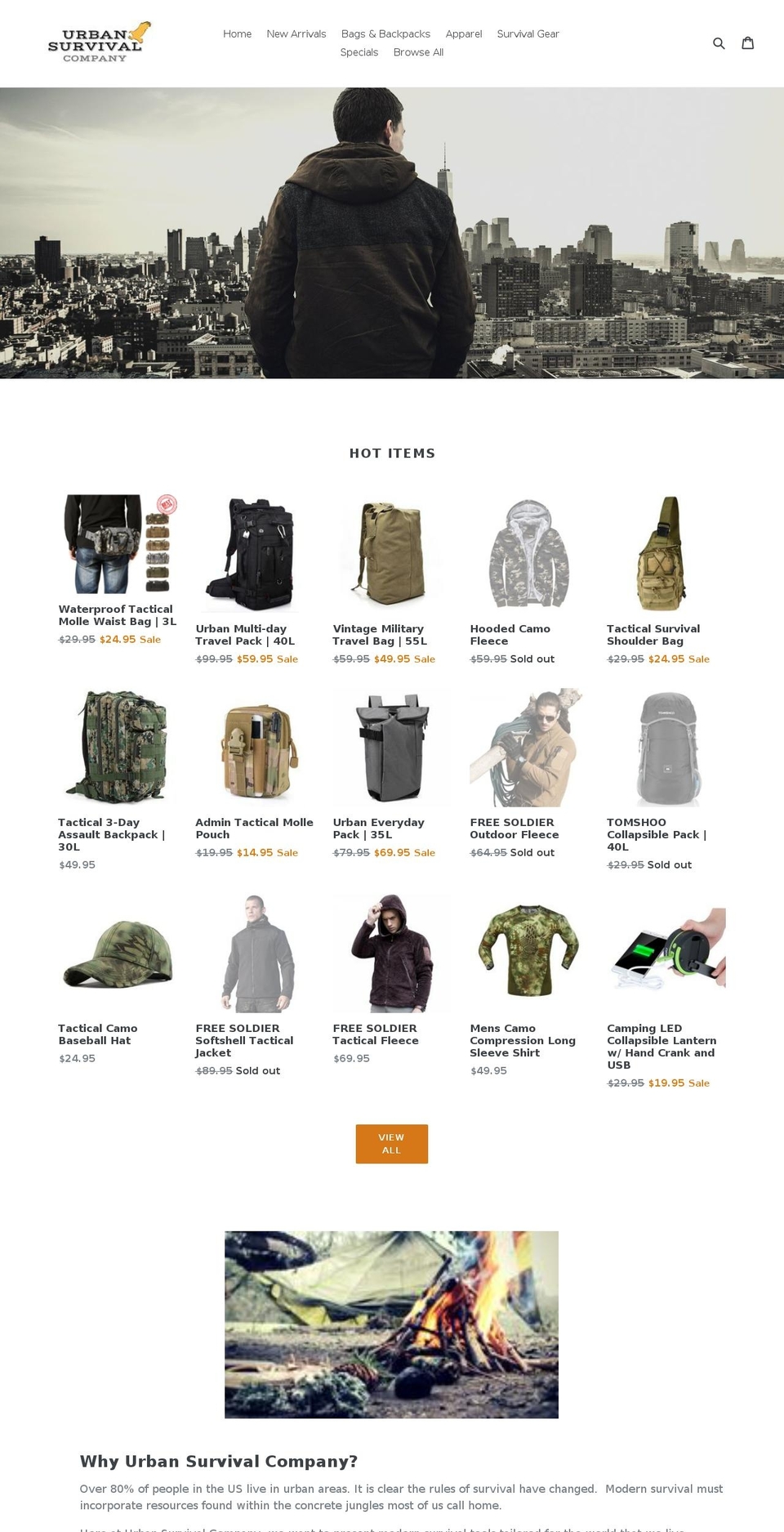 urbansurvivalcompany.com — Shopify storefront screenshot