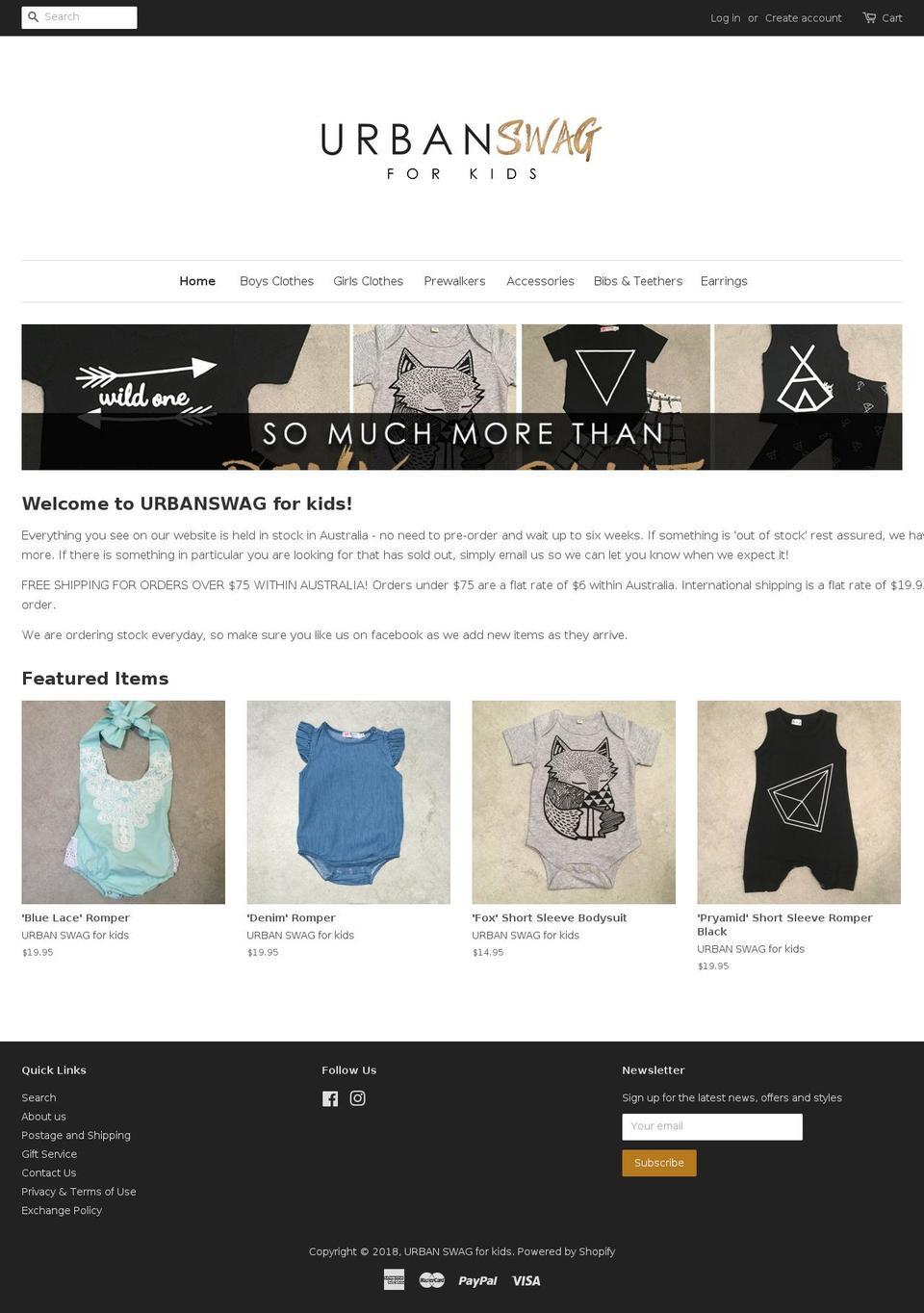 urbanswagforkids.com shopify website screenshot