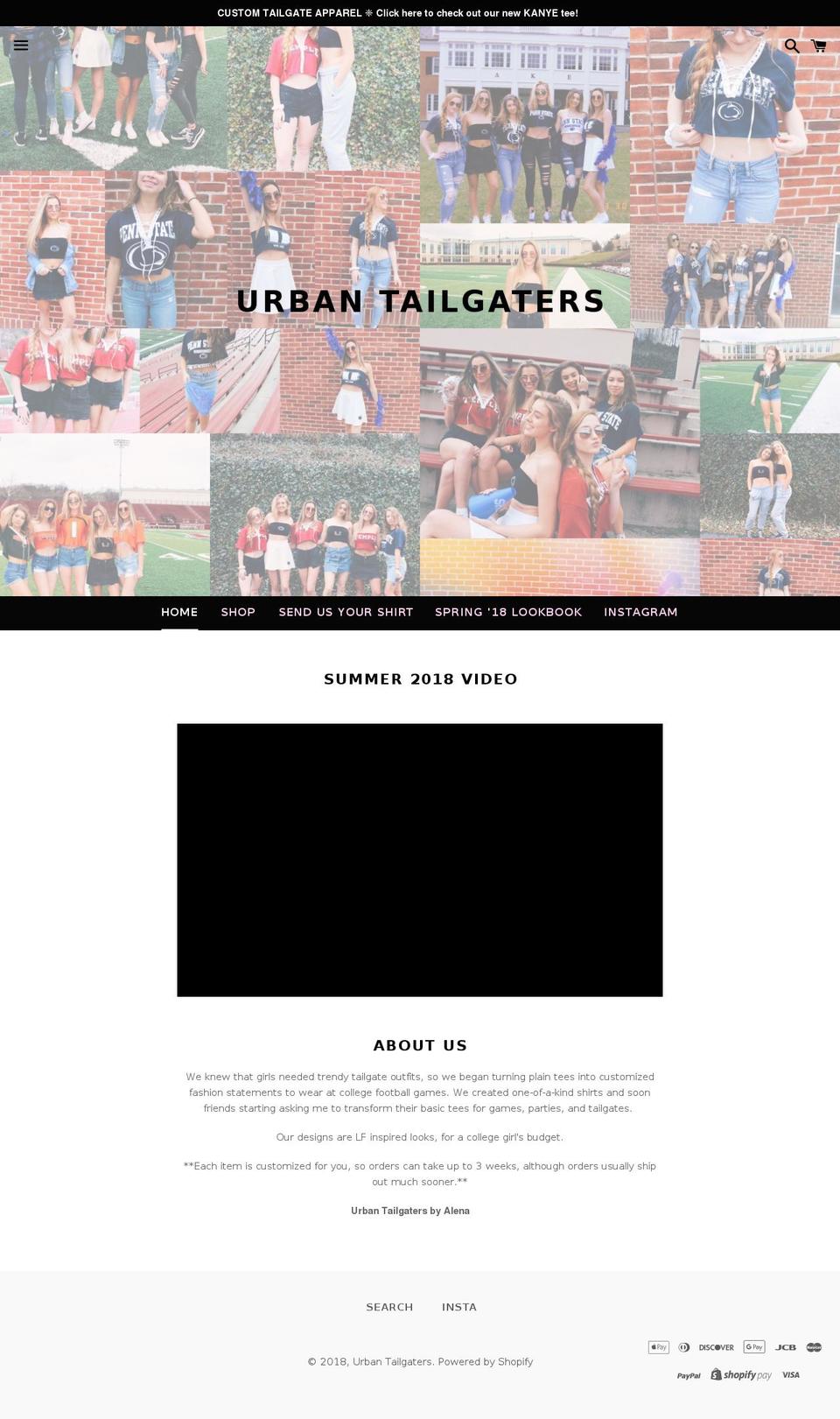 urbantailgaters.com — Shopify storefront screenshot