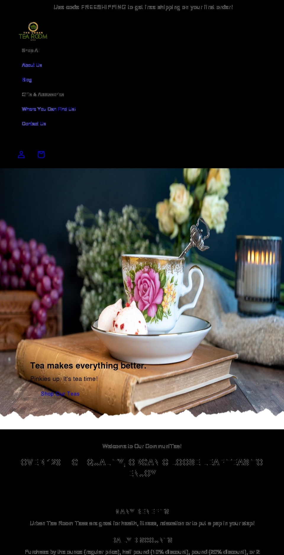 urbantearoom.com shopify website screenshot