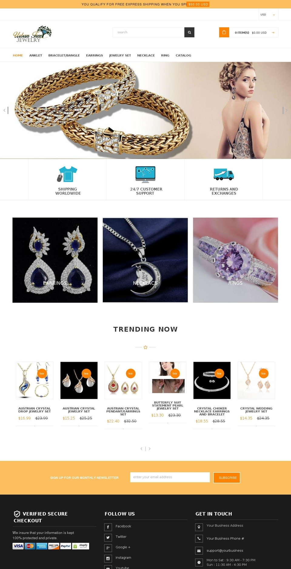 extravagant-theme Shopify theme site example urbantree-jewelry.com