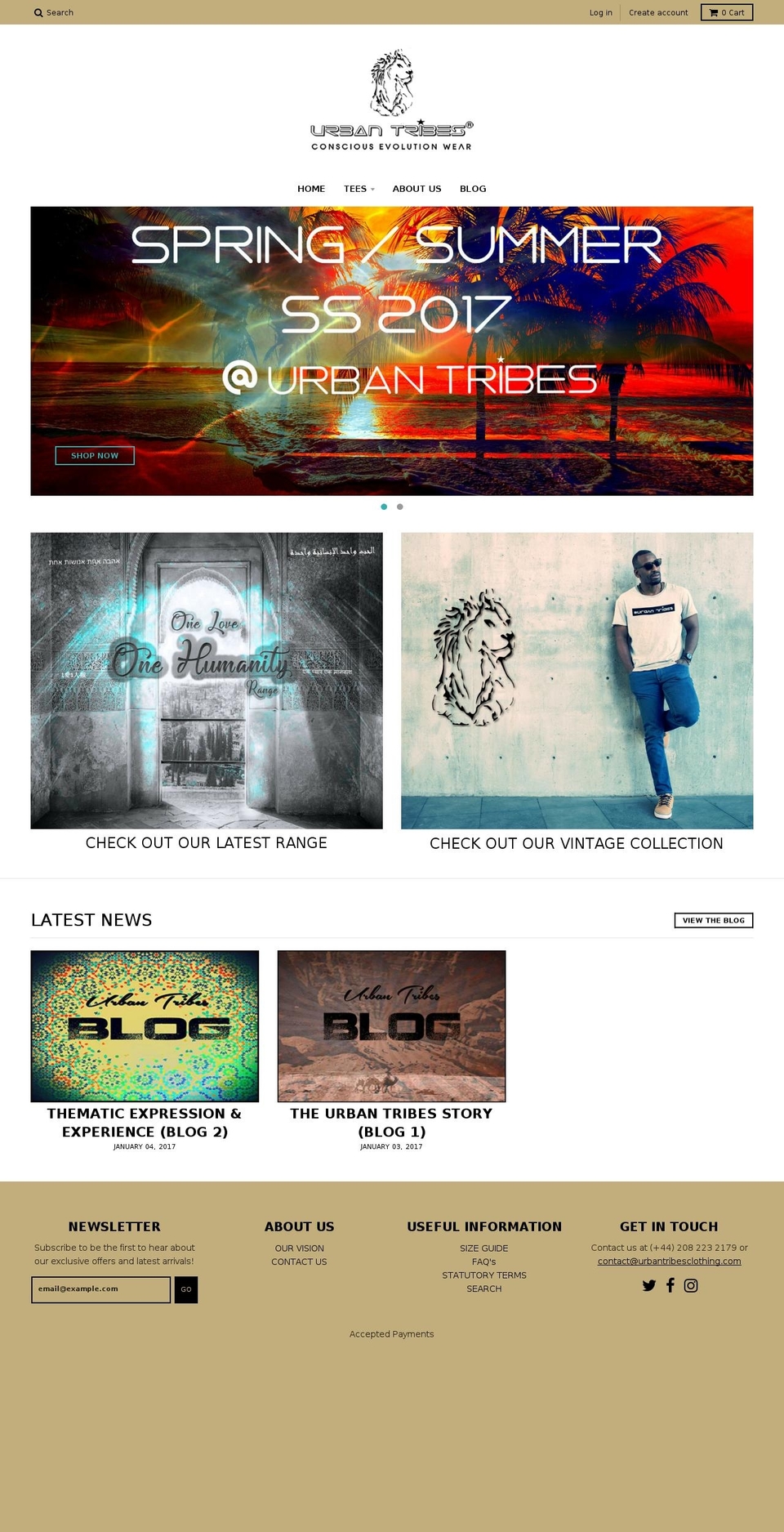 urbantribesclothing.com shopify website screenshot