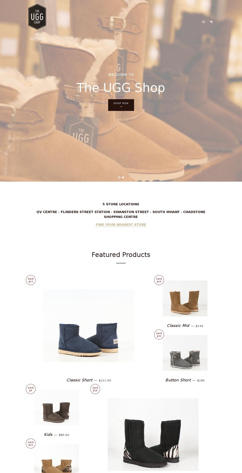 urbanuggboots.com shopify website screenshot