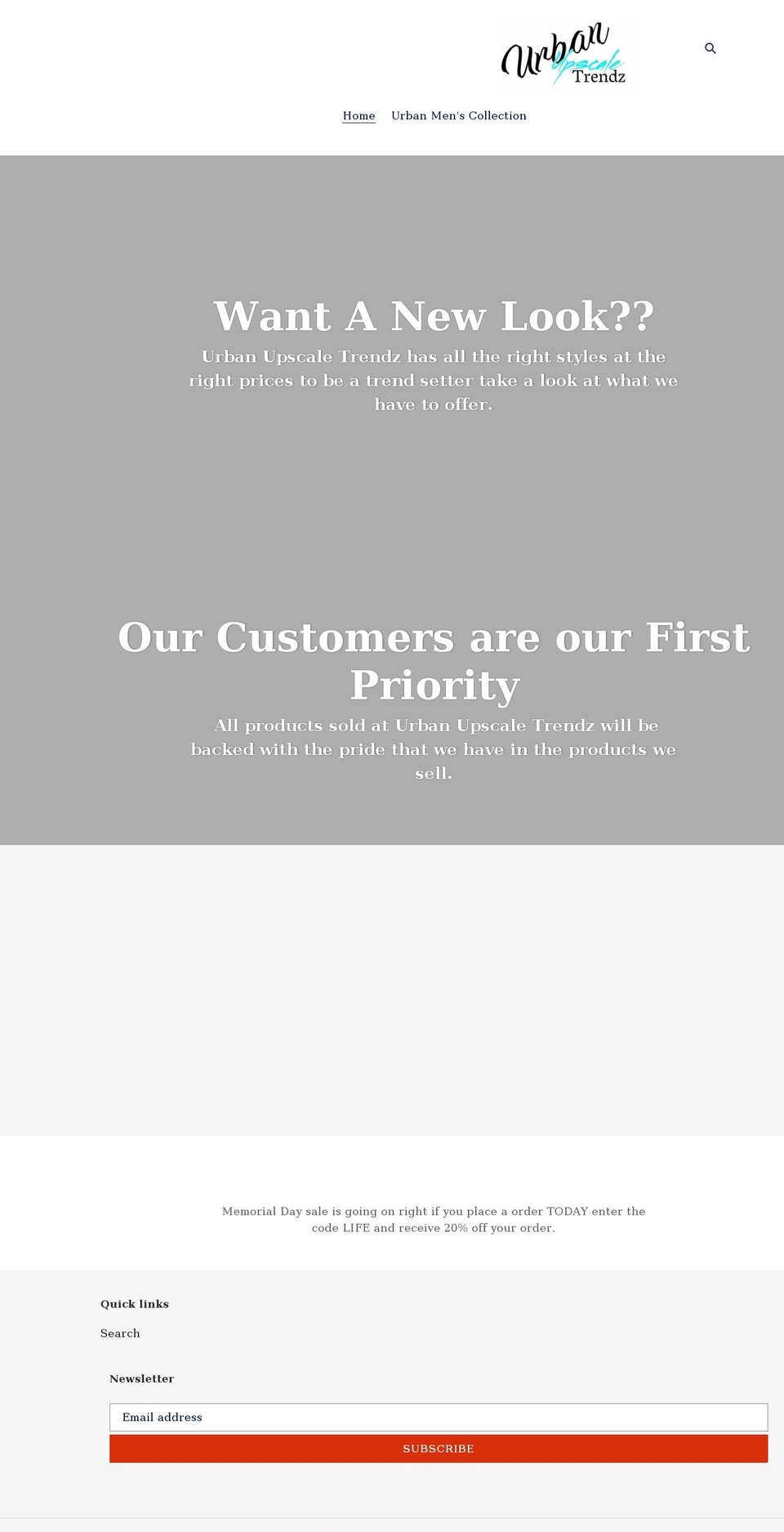 urbanupscaletrendz.com shopify website screenshot