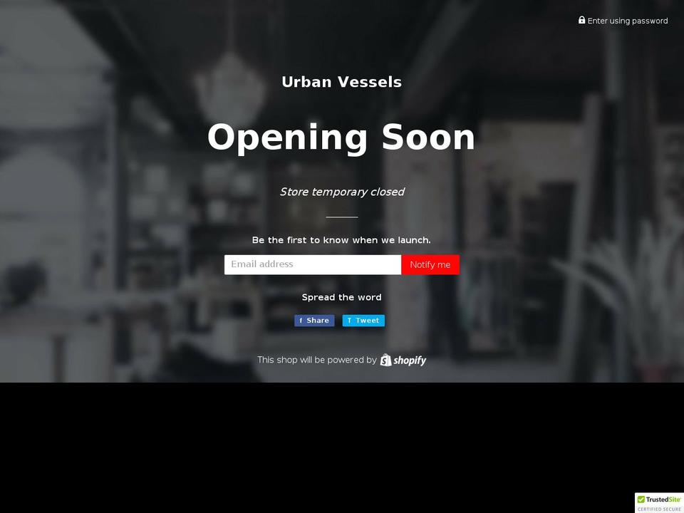 urbanvessels.com — Shopify storefront screenshot