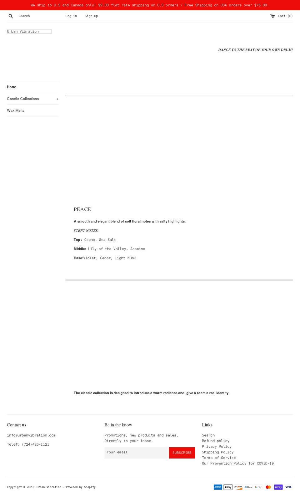 urbanvibration.com shopify website screenshot