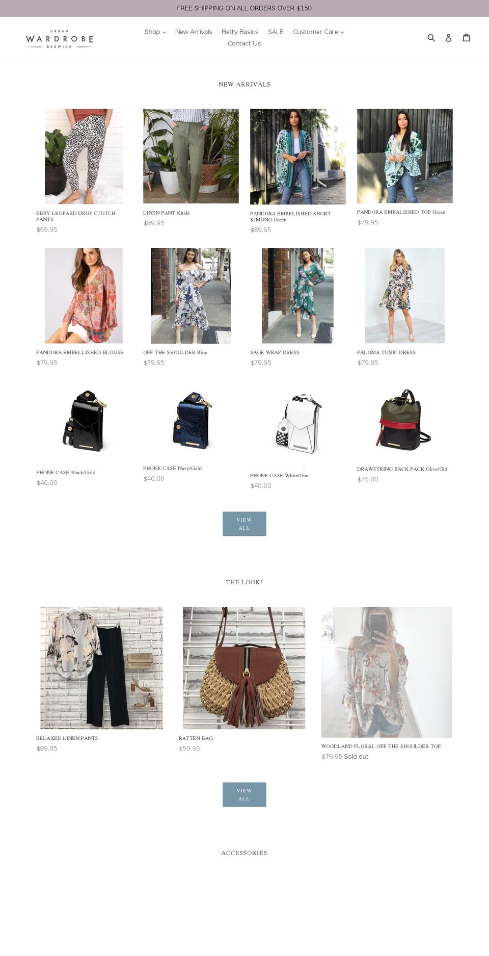 urbanwardrobe.com.au shopify website screenshot