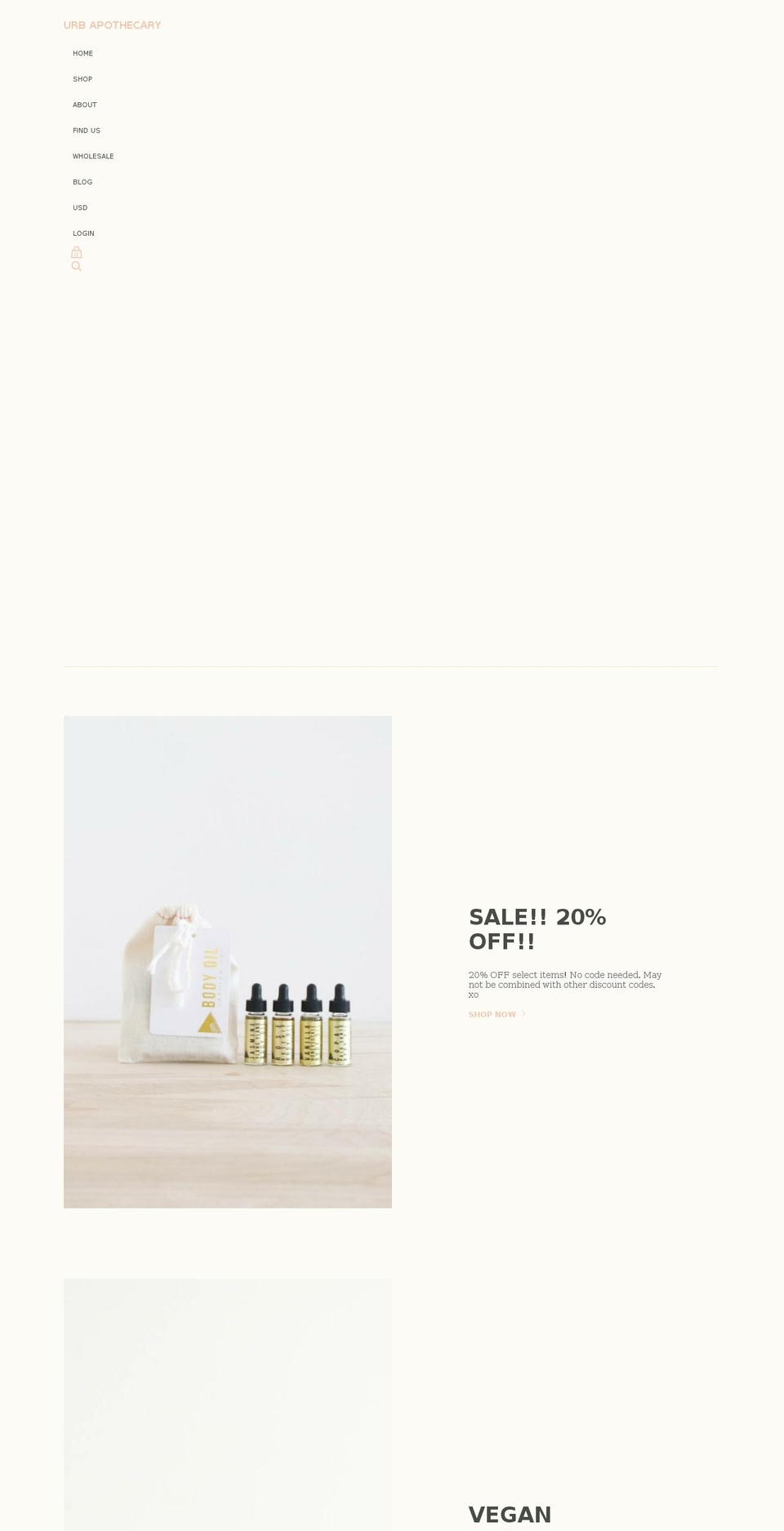urbapothecary.com — Shopify storefront screenshot