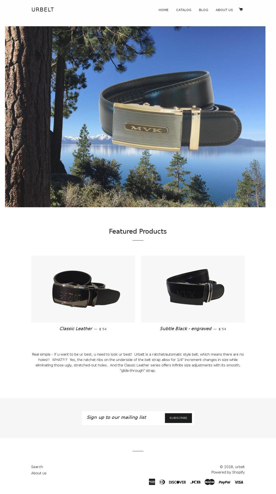 urbelt.com — Shopify storefront screenshot