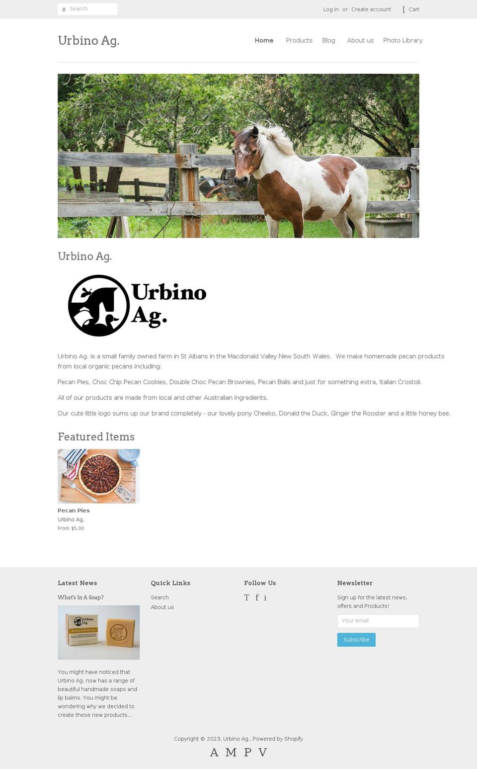 urbinoag.com.au shopify website screenshot