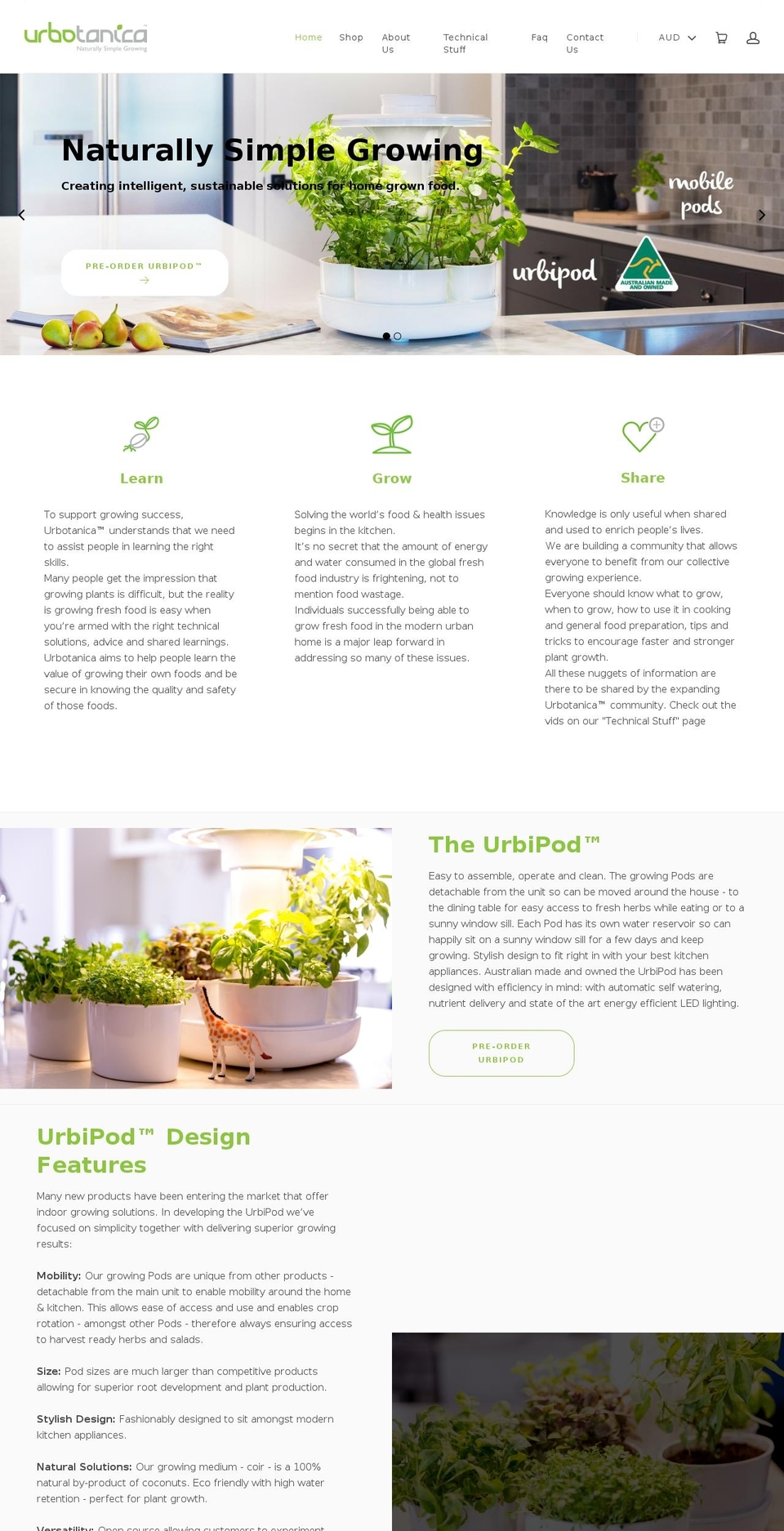 urbotanica.com shopify website screenshot