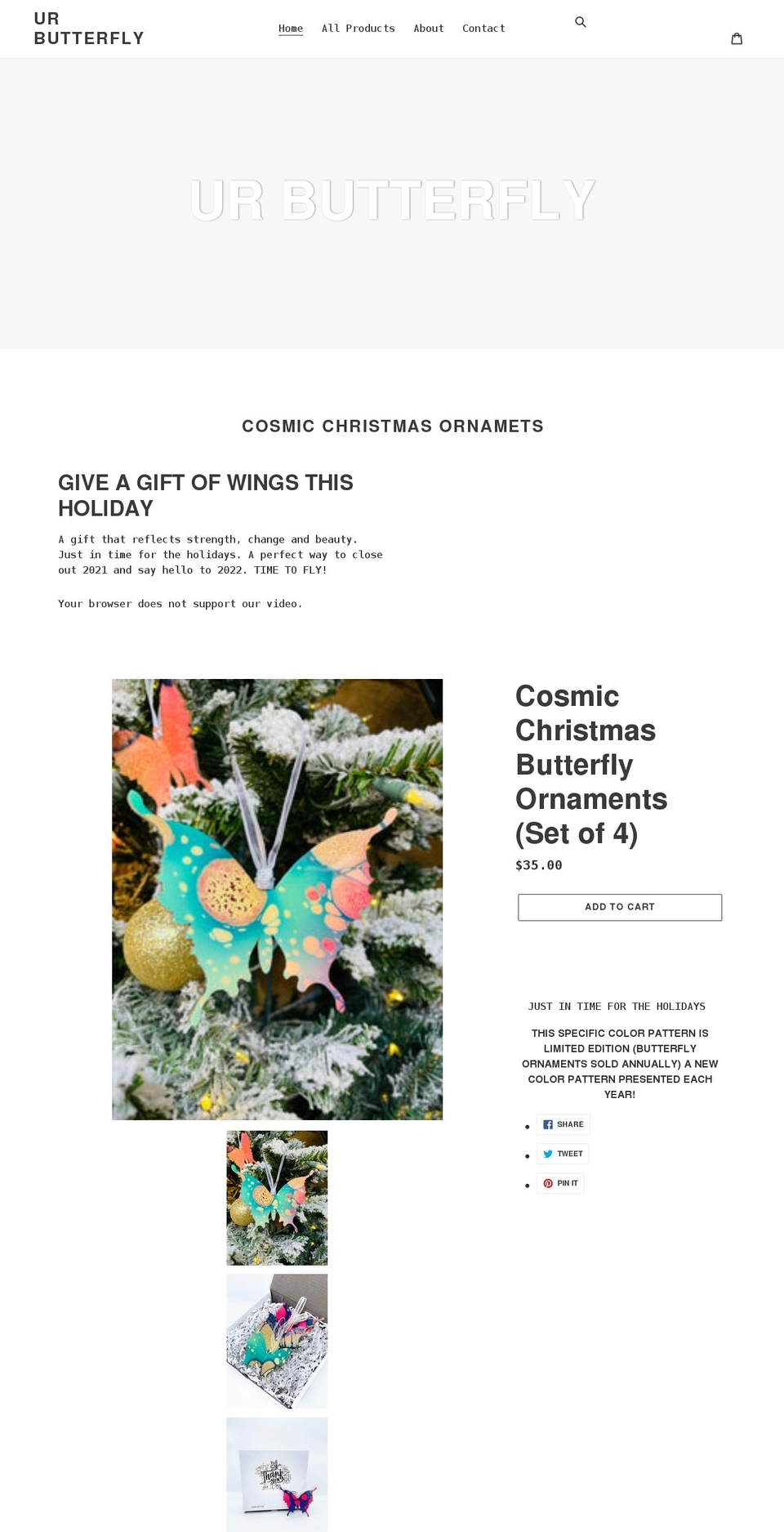 urbutterfly.com shopify website screenshot