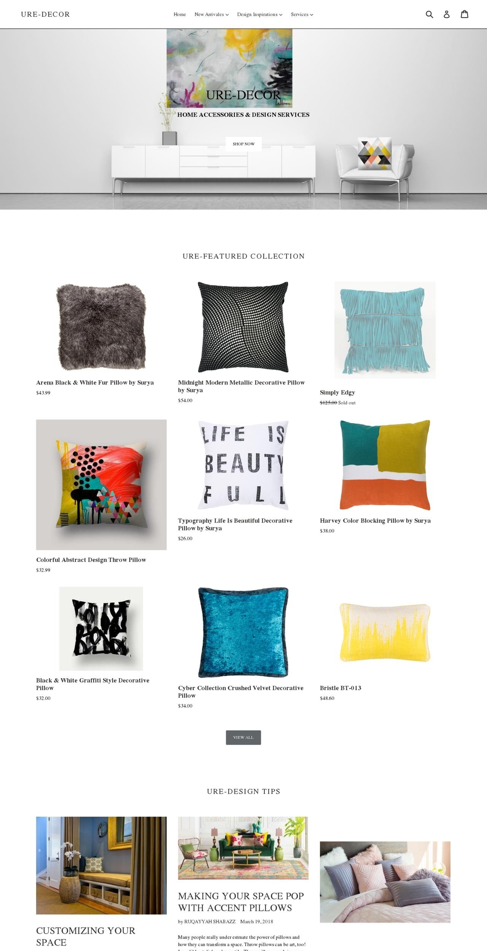 uredecor.com shopify website screenshot