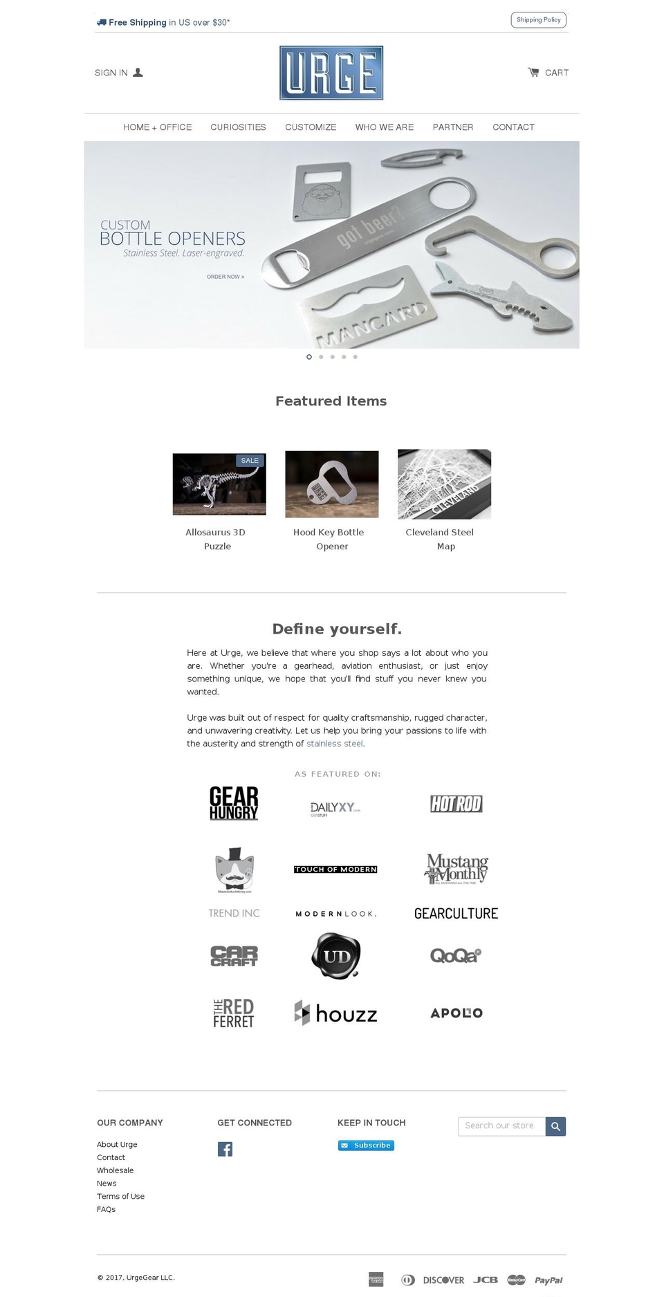 urgegear.com shopify website screenshot