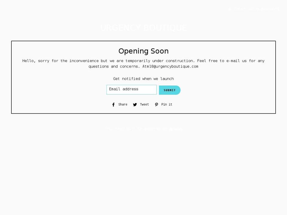 urgencyboutique.com shopify website screenshot