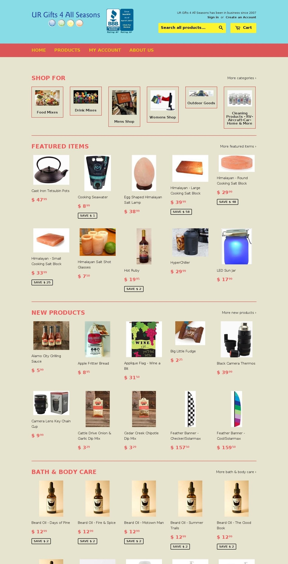 urgifts4allseasons.com shopify website screenshot