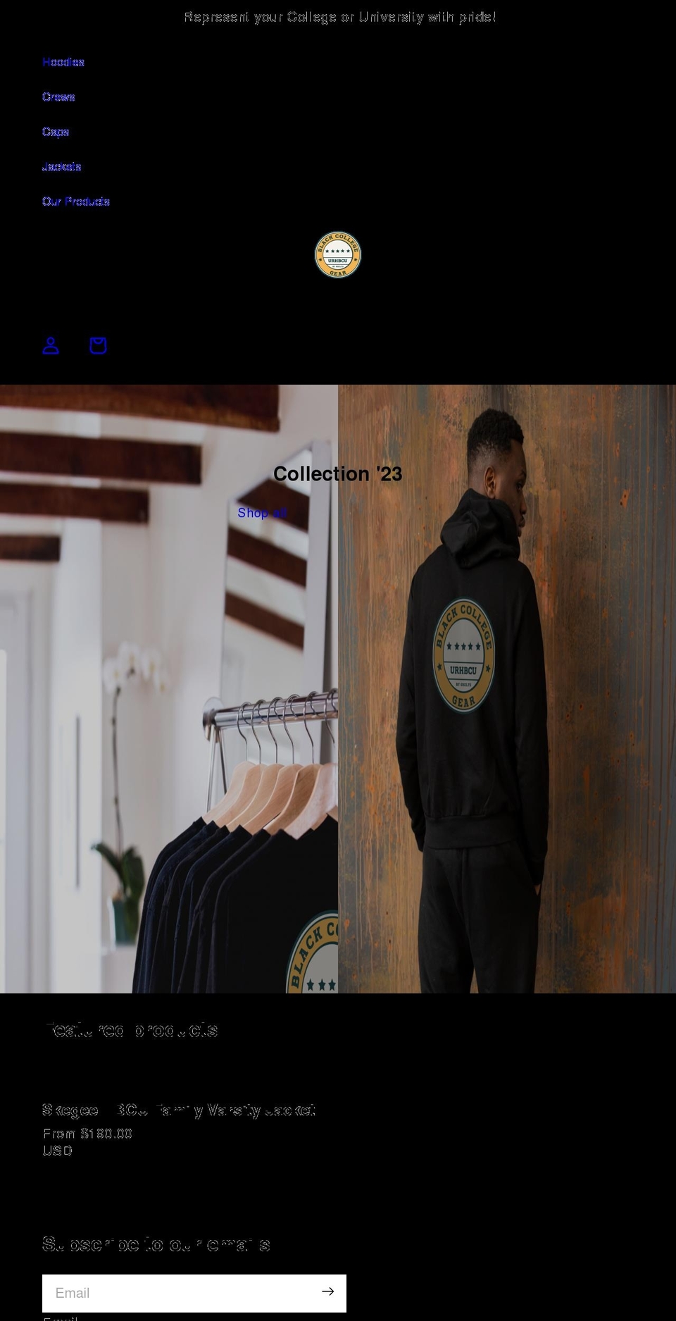 urhbcu.com shopify website screenshot