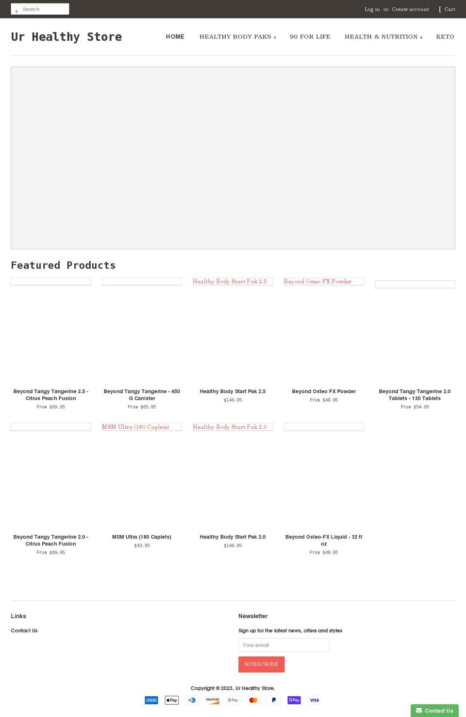 urhealthystore.com shopify website screenshot
