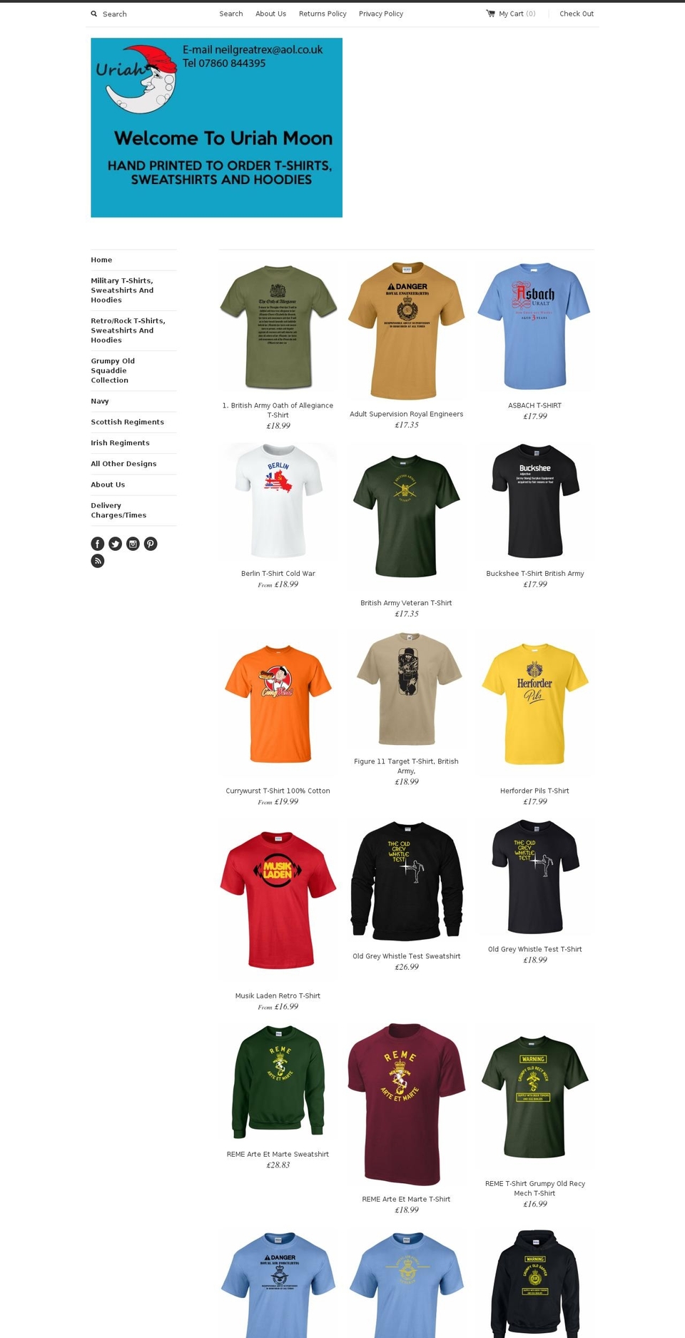 uriah-moon.co.uk shopify website screenshot