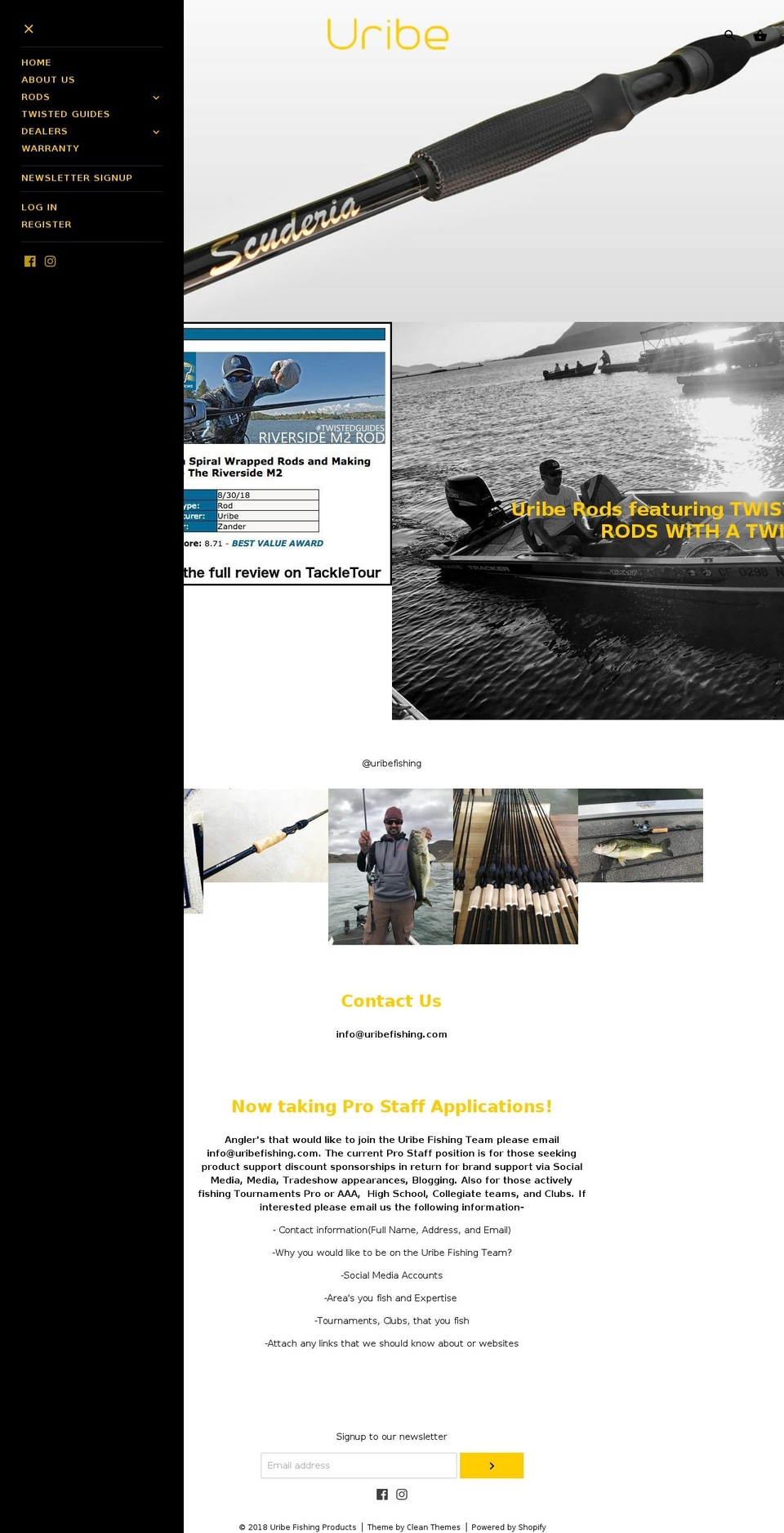uribefishing.com — Shopify storefront screenshot