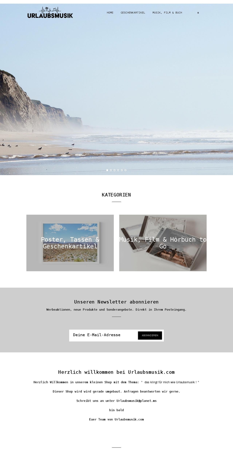 urlaubsmusik.com shopify website screenshot