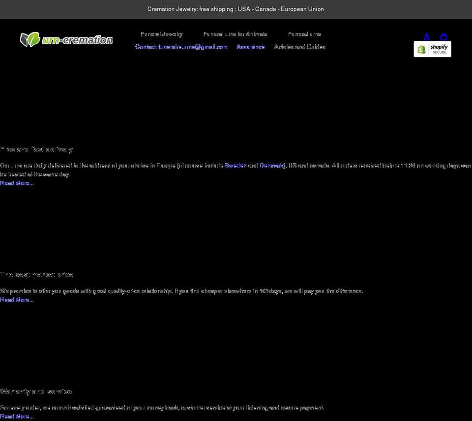 urn-cremation.com shopify website screenshot